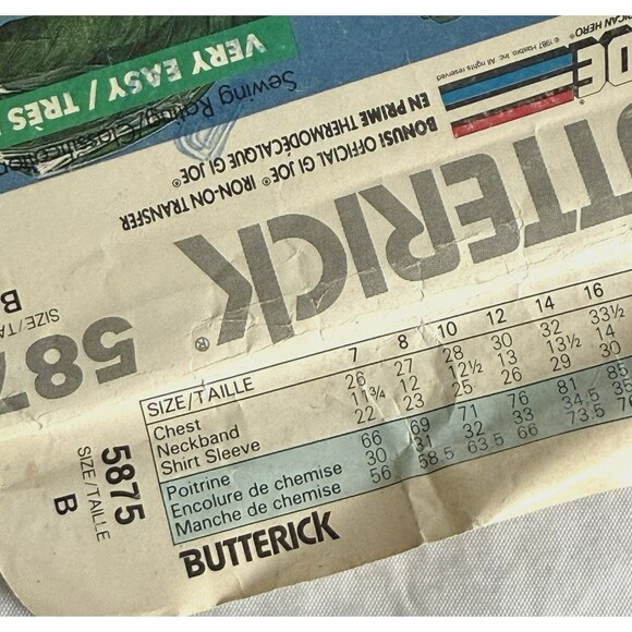 Vtg 80s Boys GI Joe Butterick 5875 Sewing Pattern Halloween Costume Army *READ* - Picture 3 of 6